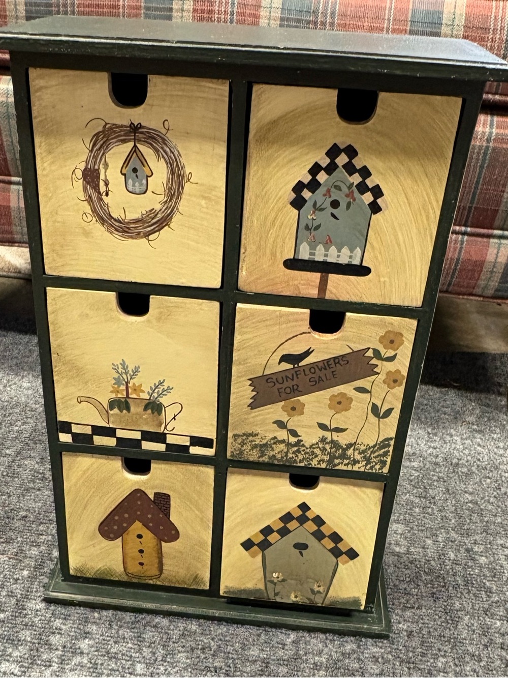 Decorative 6-Drawer Wooden Storage Chest Country Charm Bird Houses